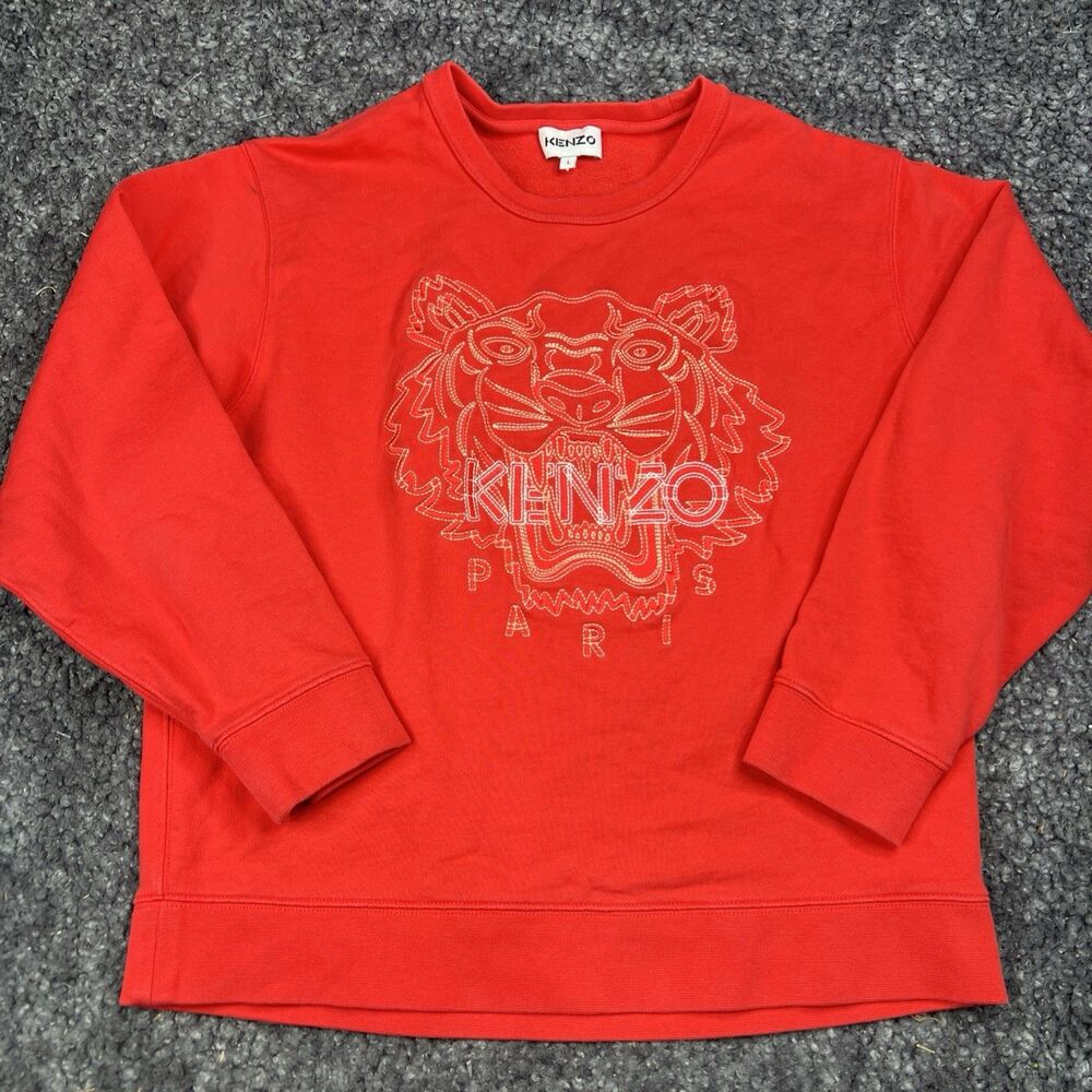 Kenzo Paris Tiger Embroidery Women's Large Red sweatshirt